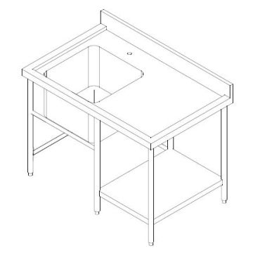 SS SINGLE BOWL SINK TABLE CW UNDERSHELF