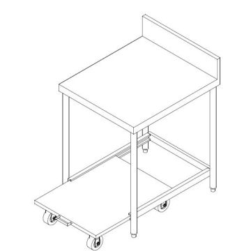 SS RICE COOKER TABLE C/W SS SLIDING TYPE UNDER SHELF & BOTH SIDE PARTITION