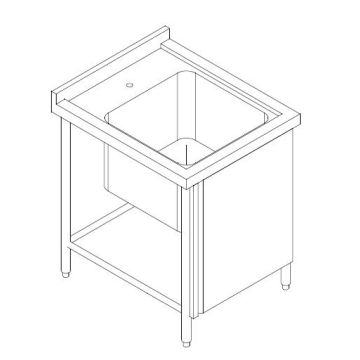 SS SINGLE BOWL SINK TABLE CW FRONT DOOR 900MM