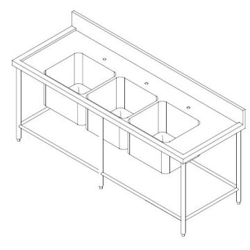 SS TRIPLE BOWL SINK TABLE