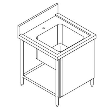 SS SINGLE BOWL SINK TABLE CW FRONT DOOR 1000MM