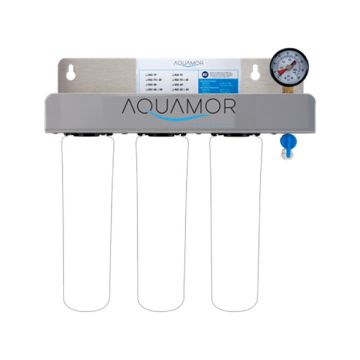 AQUAMOR Triple Head with Pressure Relief/Flush Valve and Pressure Gauge 105128 