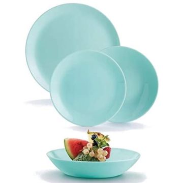 LUMINARC DIWALI LIGHT BLUE 18PC DINNER SET - 6 DINNER, 6 SOUP, 6 DESSERT P2962