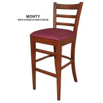 Monty Bar Stool | Cushion Seat | Wooden Frame