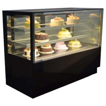 SOLID COOL 4' CAKE SHOWCASE SQUARE (2 TIER) - BLACK MARBLE (1200 x 700 x 1200 MM) SC1200-SR2BK