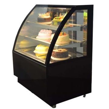 SOLID COOL 5' CAKE SHOWCASE CURVE (2 TIER) - BLACK MARBLE (1500 x 700 x 1200 MM) SC1500-CR2BK