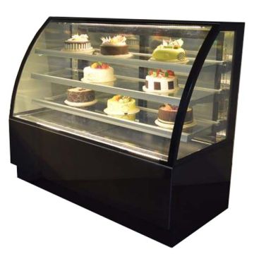 SOLID COOL 3' CAKE SHOWCASE CURVE (3 TIER) - BLACK MARBLE (900 x 700 x 1300 MM) SC900-CR3BK