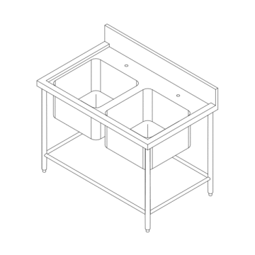 Custom Stainless Steel Double Bowl Sink Table