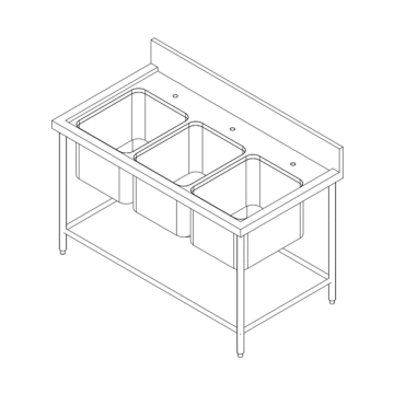 Custom Stainless Steel Triple Bowl Sink Table