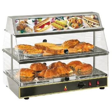 ROLLER GRILL Two levels Display Warmer with Humidity Control & Top Illuminated Display WDL-200 INOX